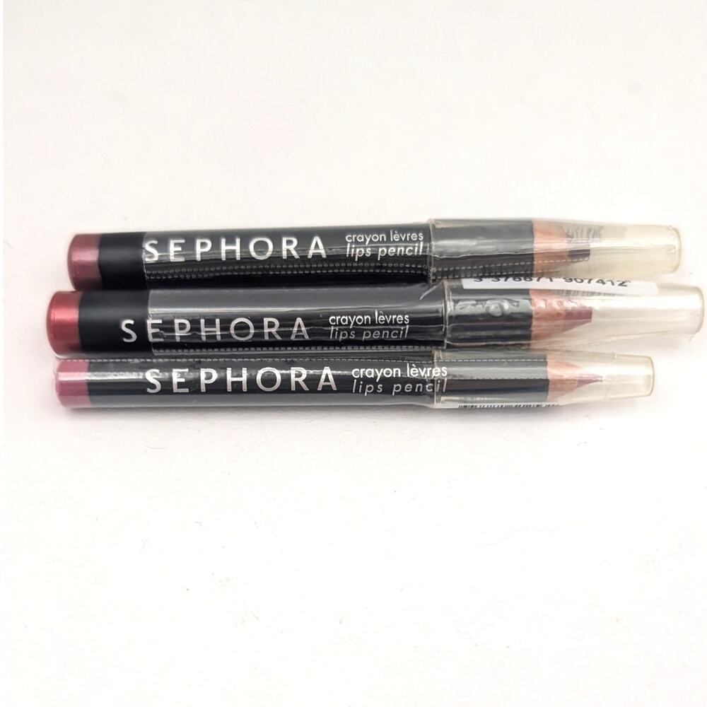 3 Sephora Crayon Lips Pencils Mixed Shades of Reds Plums NOS Rare READ